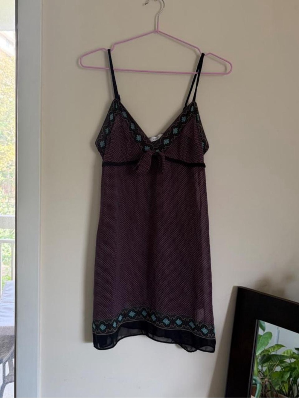 Women’s Plum Floral-Trim Slip Dress